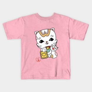 Lucky cat in kawaii style Kids T-Shirt